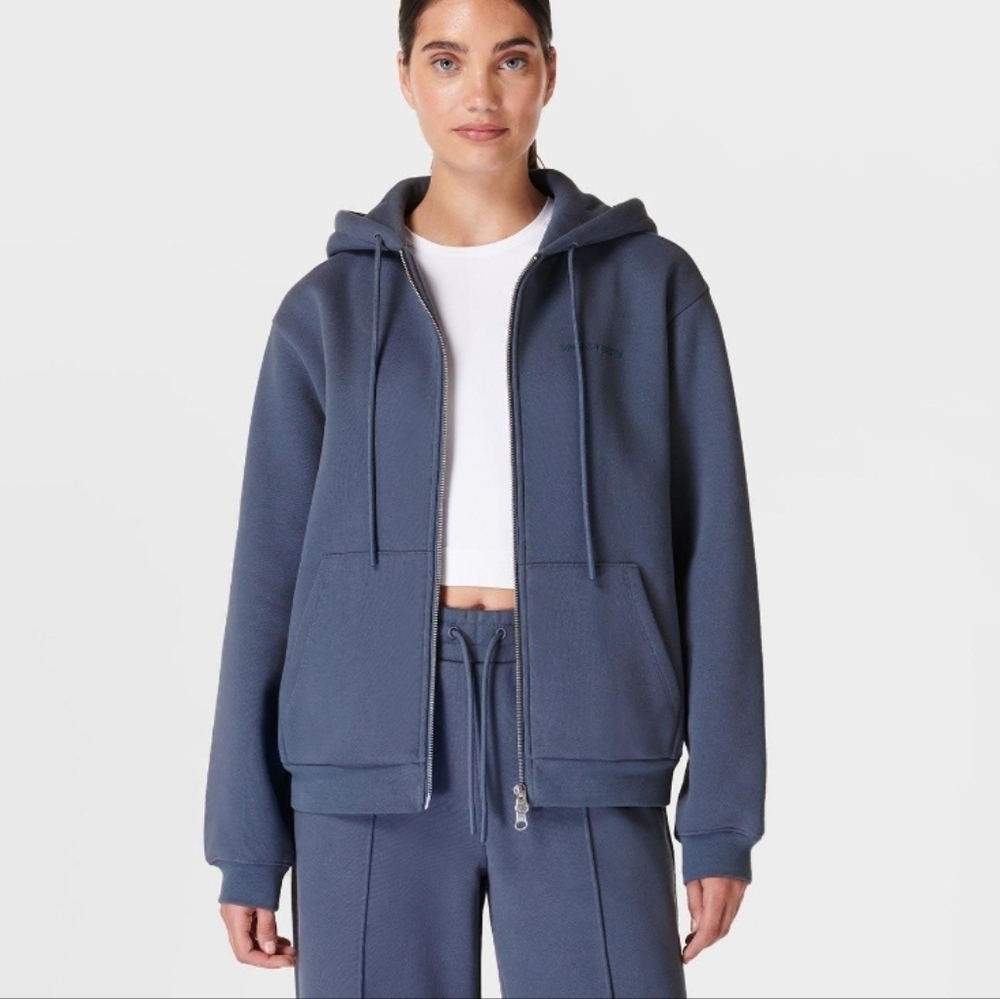 Sweaty Betty Full Zip Hoodie Blue Size 8